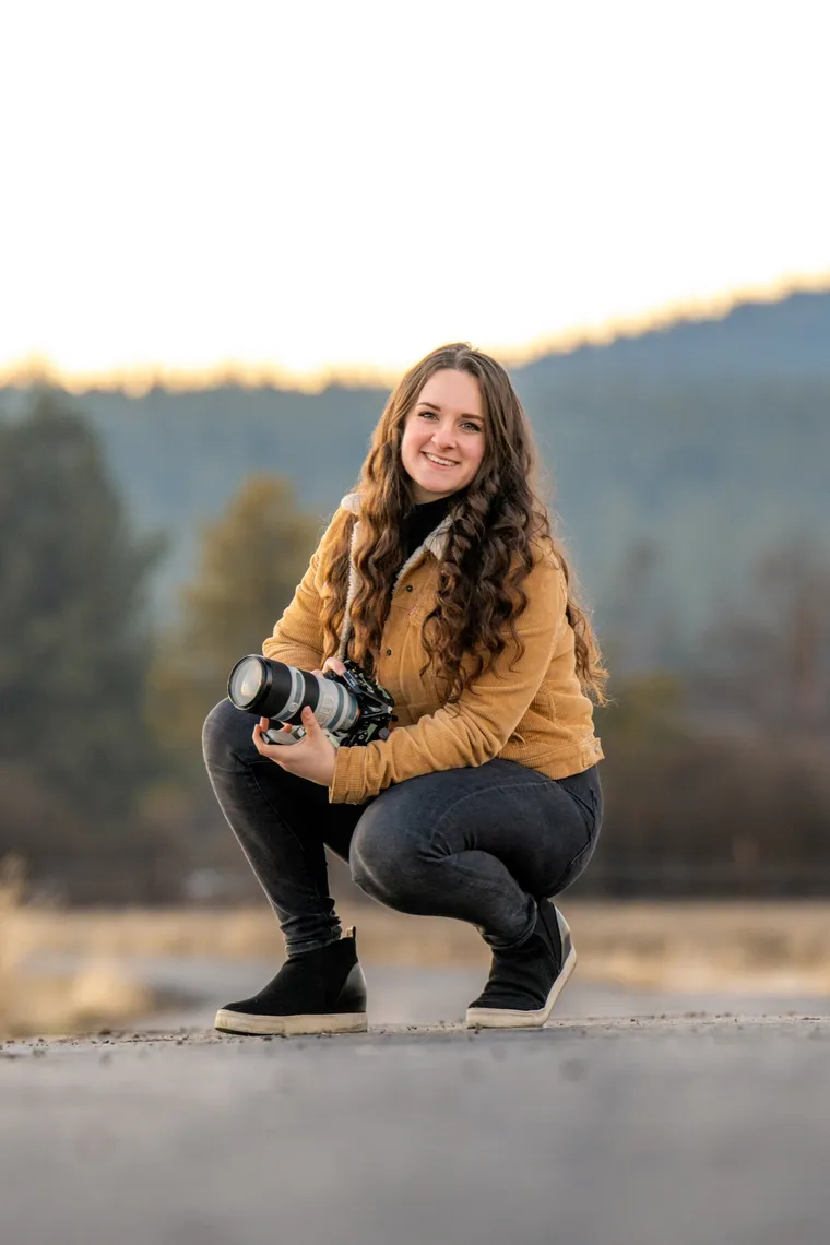 Marin with a camera at golden hour